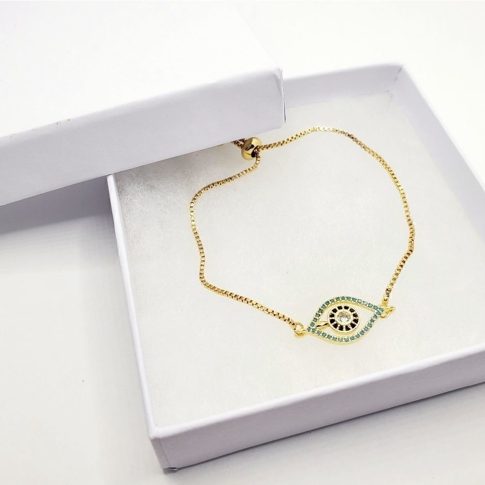 Hand Crafted Evil Eye Adjustable Slider Bracelet - Picture 14 of 14